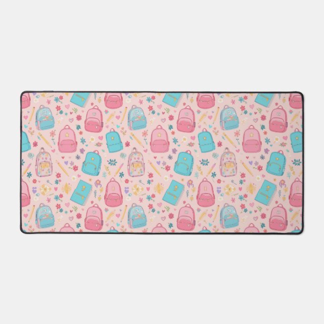 Tapis de bureau pour enseignante rose, Tapis de bu (Recto)