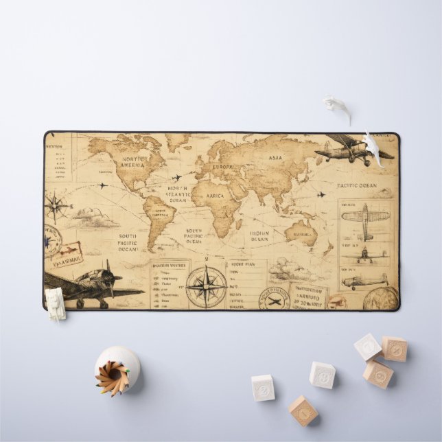 Tapis de bureau pour pilote d'aventure carte d'avi (Tableau pour enfants)