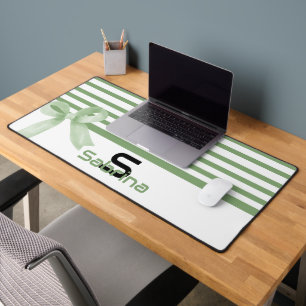 Tapis de bureau rayé à l'arc vert aquarelle mignon