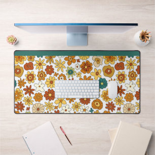 Tapis de bureau rétro à motif floral des années 70