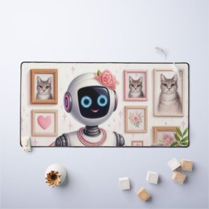 Tapis de bureau Robot IA Féminin Rose pour Filles