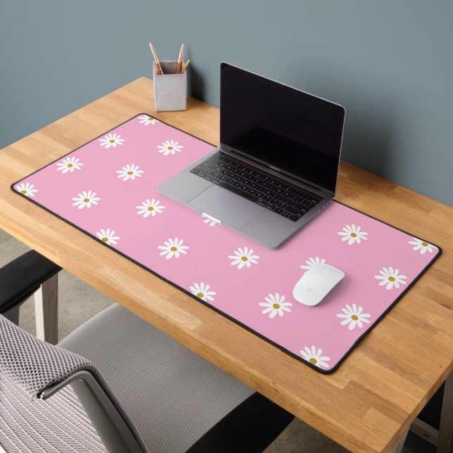 Tapis de bureau rose clair avec des fleurs élégant (Bureau 2)