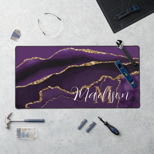 Tapis de bureau tendance fille violet agate or pai (Poste de travail)