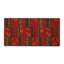Tapis de bureau tribal africain Red Sunburst