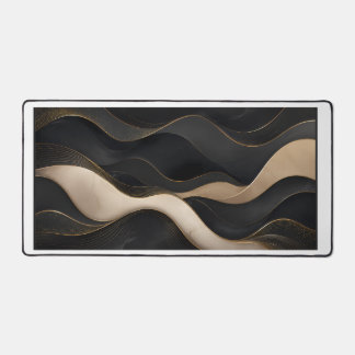 Tapis de bureau vague abstrait en or noir de luxe