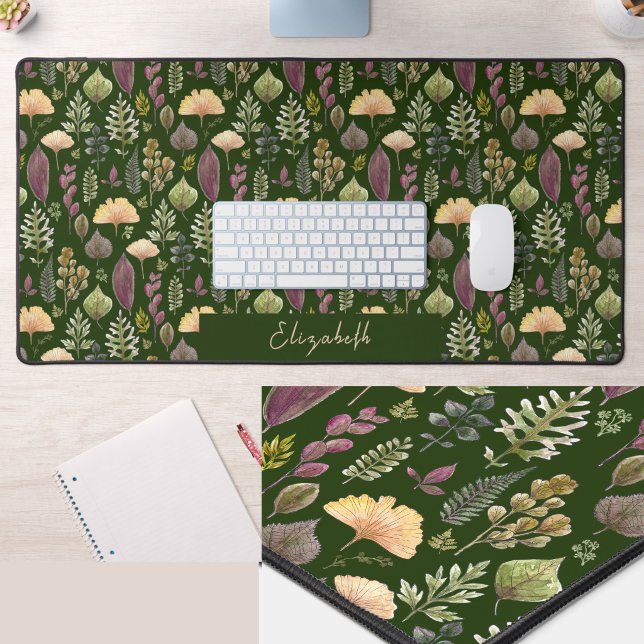 Tapis de bureau vert personnalisé avec feuilles d' (Créateur téléchargé)