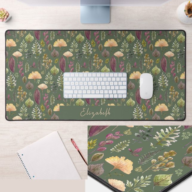Tapis de bureau vert personnalisé avec feuilles d' (Créateur téléchargé)