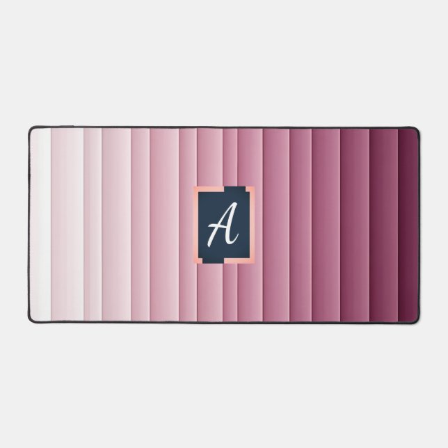 Tapis de bureau vertical à monogramme personnalisé (Recto)