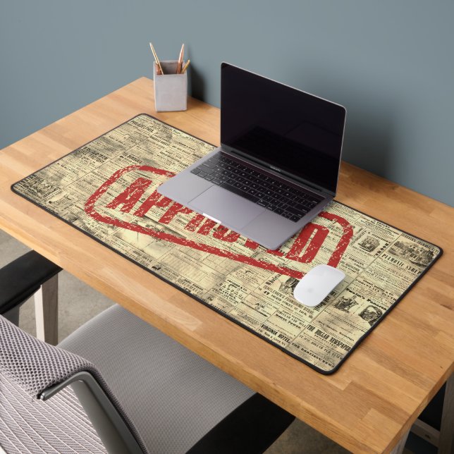Tapis de bureau vintage avec tampon approuvé (Bureau 2)