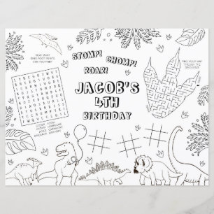 Tapis de coloriage pour fête d'anniversaire dinosa