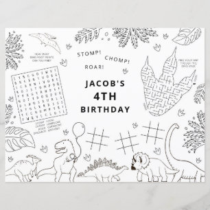 Tapis de coloriage pour fête d'anniversaire dinosa