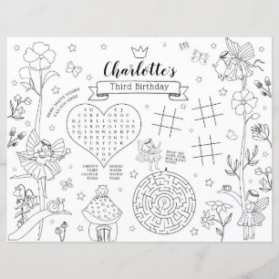 Tapis de coloriage pour fête d'anniversaire fée