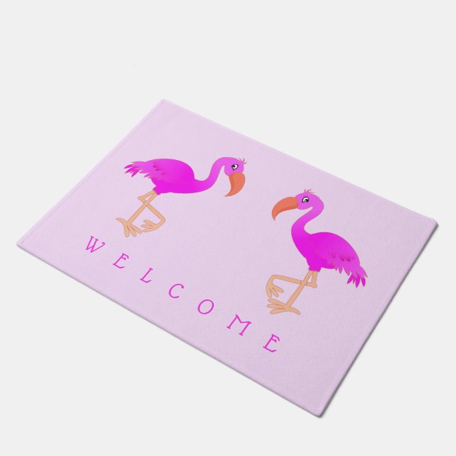 Tapis de Flamants roses roses - Bienvenue - Vos co (Incliné)