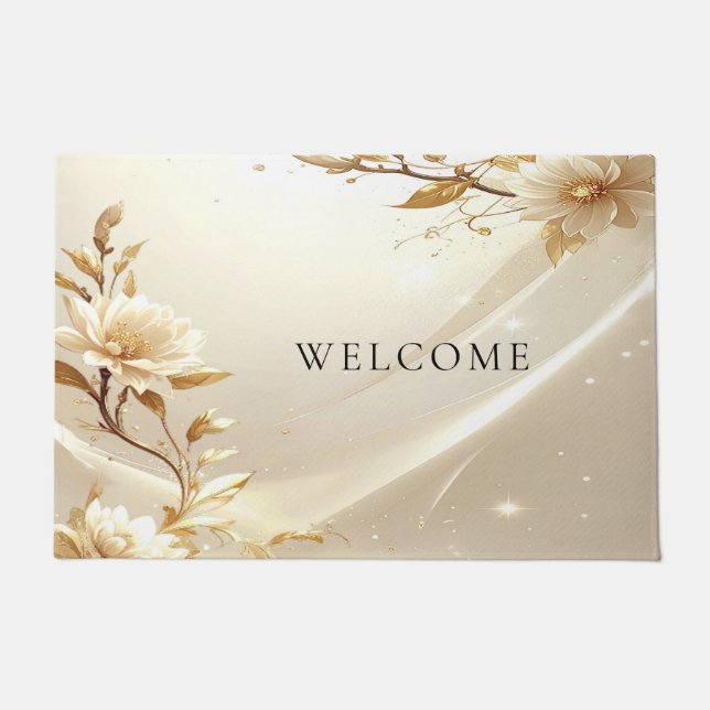 Tapis de fleurs blanches et dorées (Devant)