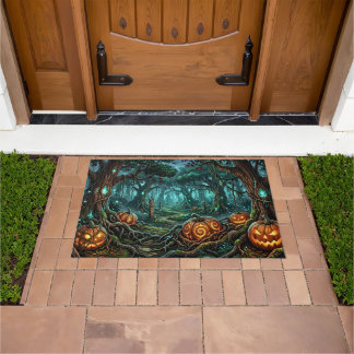 Tapis de Halloween Citrouille Forêt
