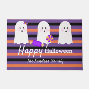 Tapis de Halloween fantaisistes à rayures et fantô