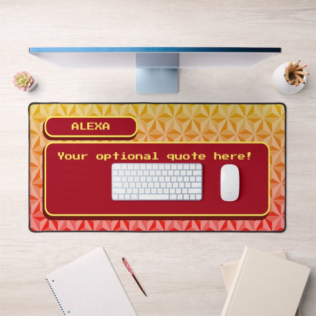 Tapis de jeu personnalisé Orange Pixel Art Rétro (Bureau 1)