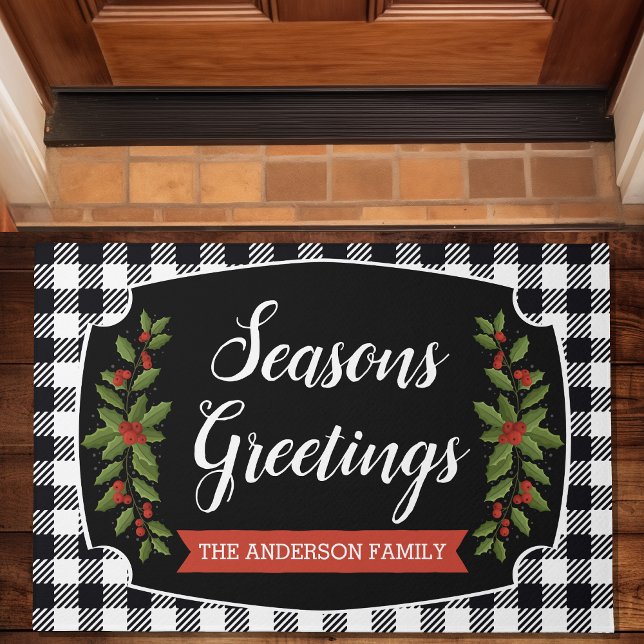 Tapis de Noël à carreaux buffle noir et blanc (Créateur téléchargé)