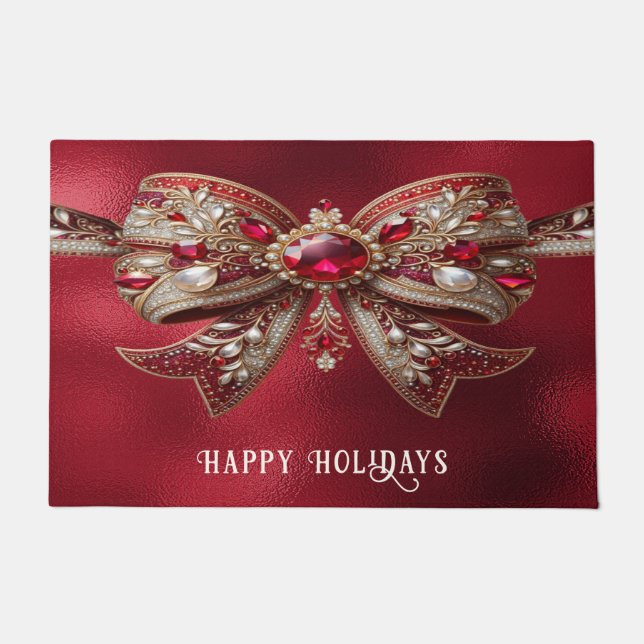 Tapis de Noël à ruban rouge (Devant)