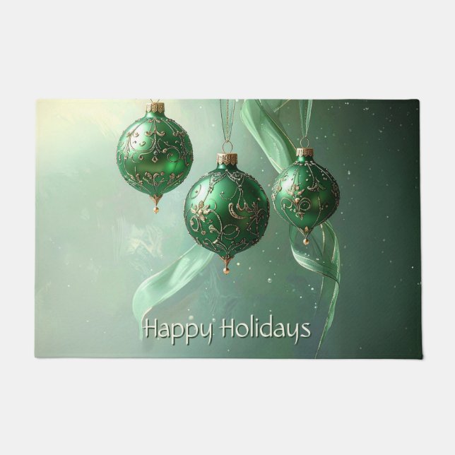 Tapis de Noël Boule Verte Fêtes (Devant)