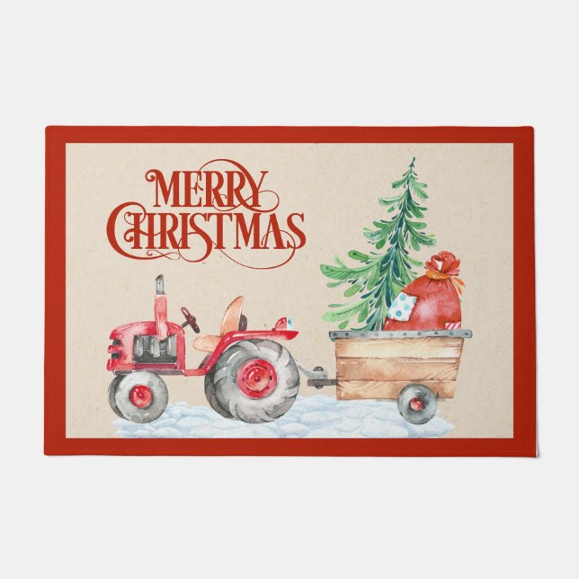 Tapis de Noël du tracteur agricole (Devant)