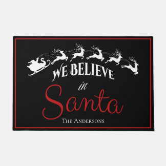 Tapis de Noël festif noir avec bordure rouge