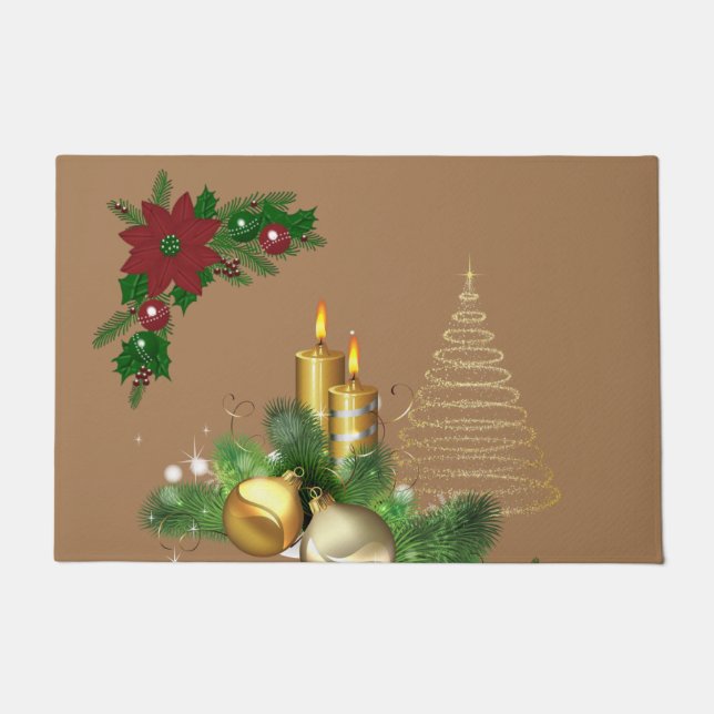 Tapis de Noël pour porte, Bougie de Noël (Devant)