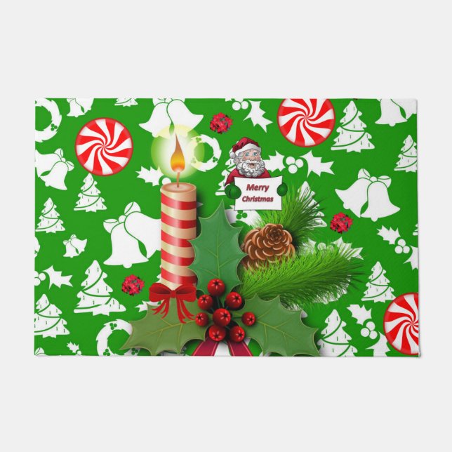 Tapis de Noël pour porte, Bougie de Noël (Devant)