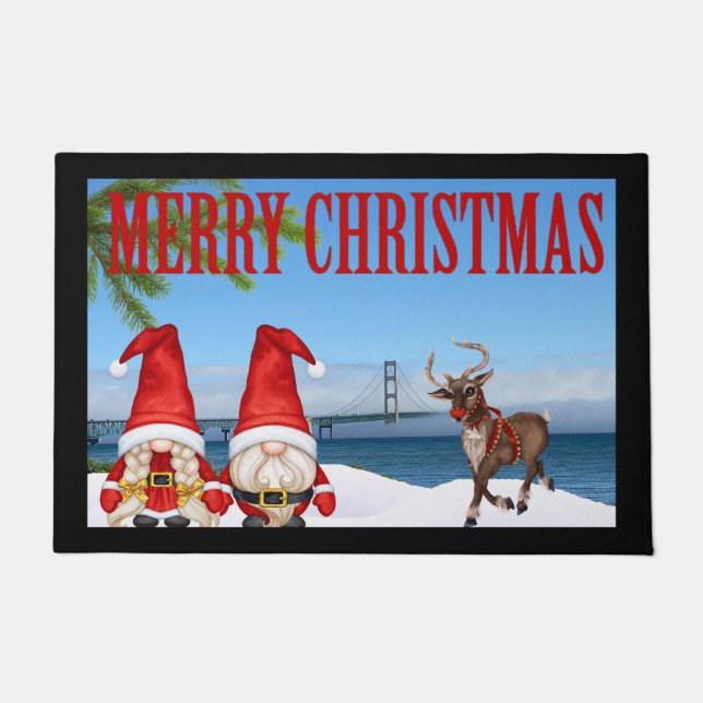 Tapis de Noël pour porte du pont Mackinaw (Devant)