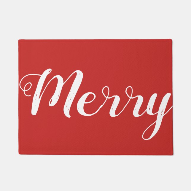 Tapis de Noël rouge joyeux pour porte (Devant)