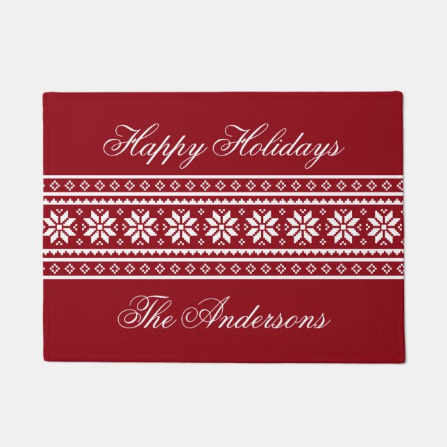 Tapis de Noël tendance avec vœux de saison (Devant)