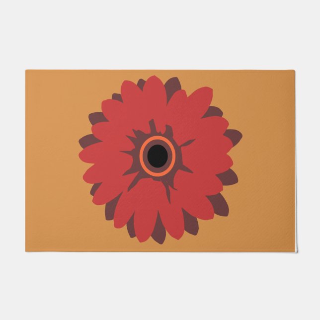 Tapis de porte à fleurs rouges, Cadeau de ménage,  (Devant)