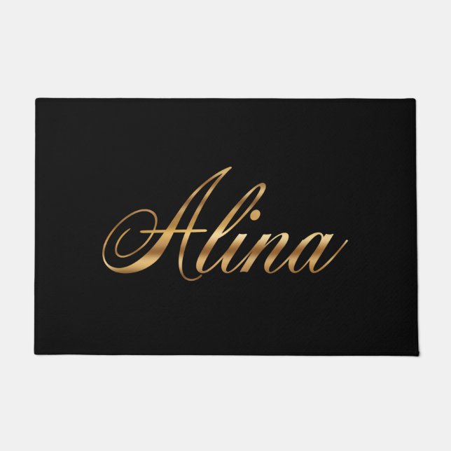 Tapis de porte à lettrage Alina gold Design (Devant)