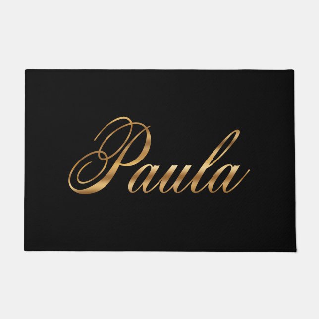 Tapis de porte à lettrage Paula gold Design (Devant)