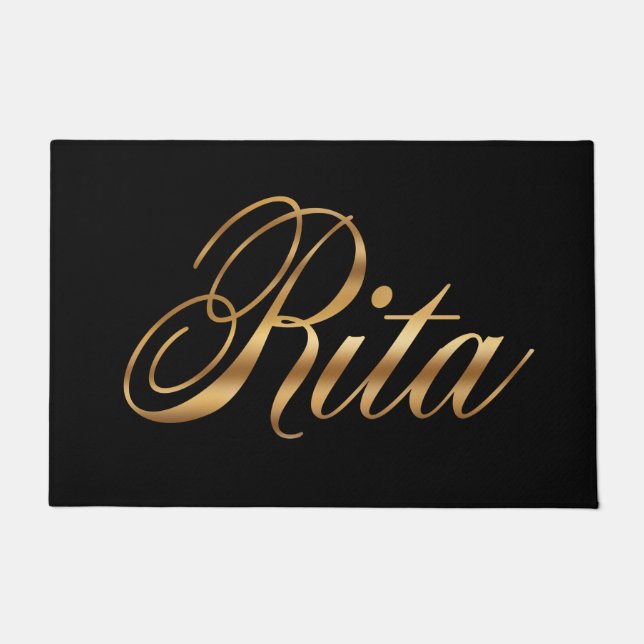 Tapis de porte à lettrage Rita gold Design (Devant)