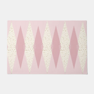 Tapis de porte à motifs de losanges rose moderne