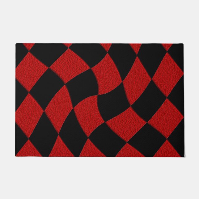 Tapis de porte Abstrait rouge et noir (Devant)