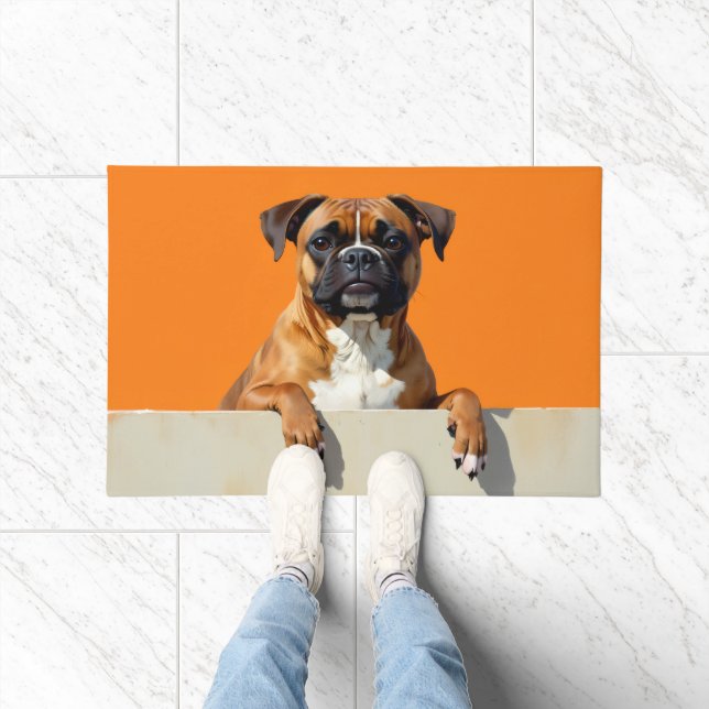 Tapis de porte artistique Chien Boxer (Intérieur)
