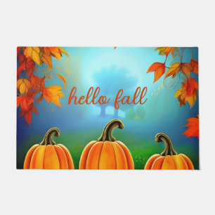 Tapis de porte artistique orange automne citrouill