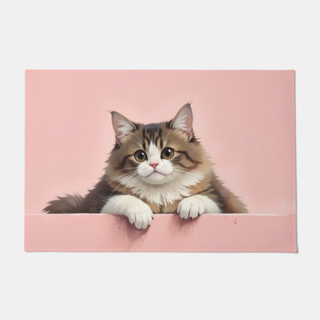 Tapis de porte artistique représentant un chat per (Devant)