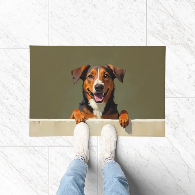 Tapis de porte artistique représentant un Kelpie a (Intérieur)