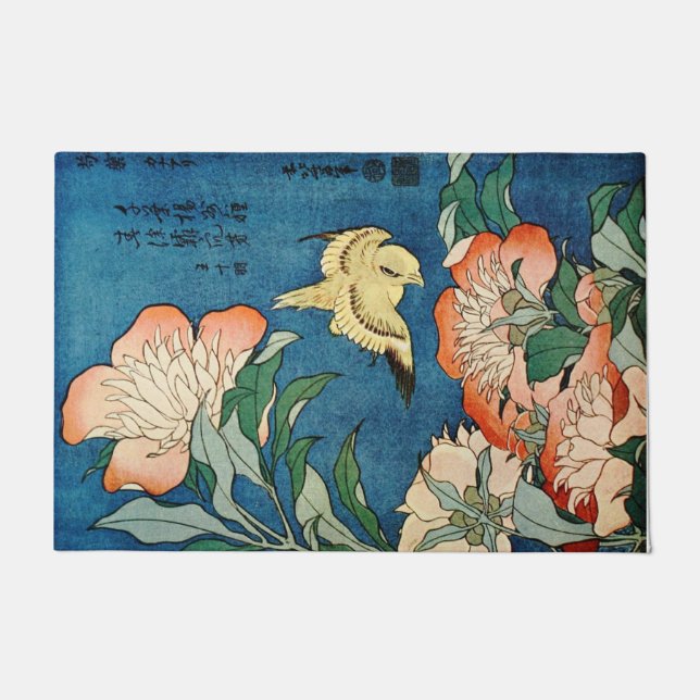 Tapis de porte ASIATIQUE de PIVOINES (Devant)