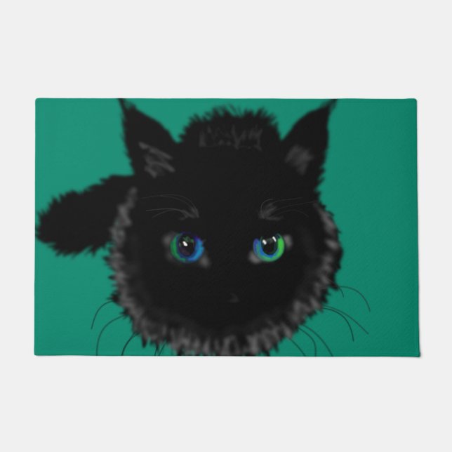 Tapis de porte avec chat noir (Devant)