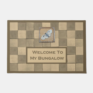 Tapis de porte avec Ocher et carreaux tans