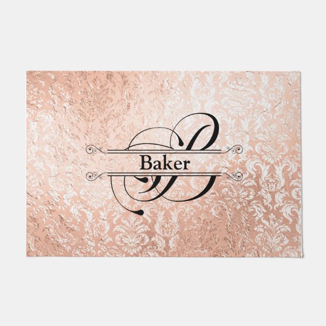 Tapis de porte B monogramme en or rose (Devant)