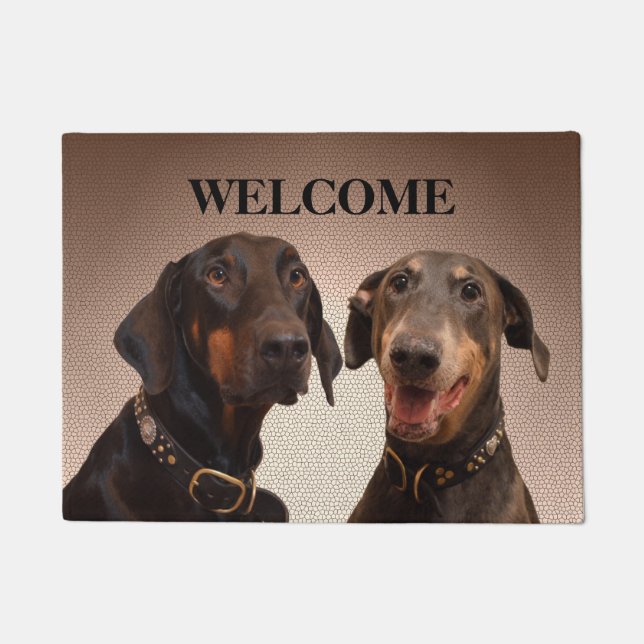 Tapis de porte bienvenu de chiens de dobermann (Devant)
