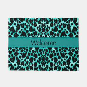 Tapis de porte bienvenu de l'amant vert turquoise