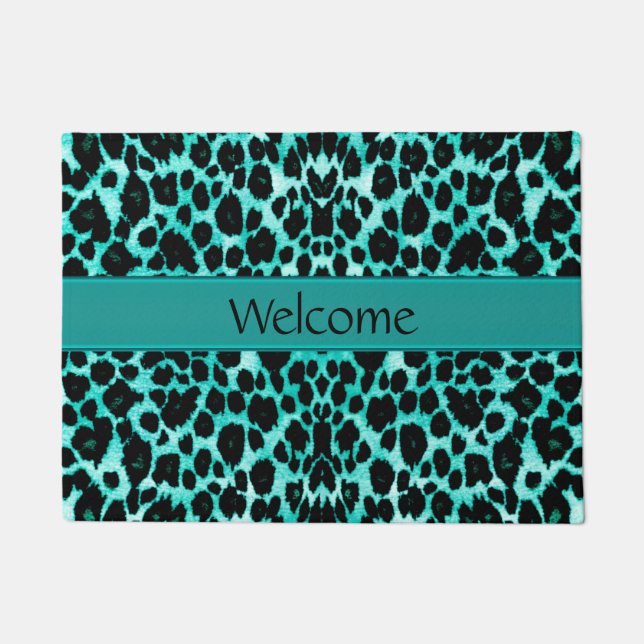 Tapis de porte bienvenu de l'amant vert turquoise (Devant)