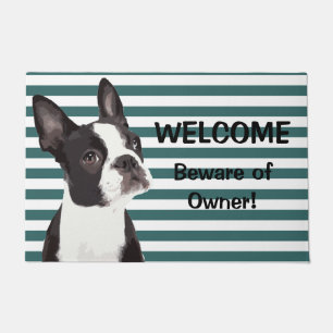 Tapis de porte bienvenu drôle de Boston Terrier