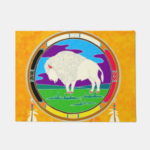 Tapis de porte blanc de Natif américain de Buffal